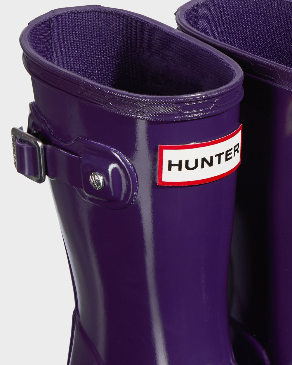 Hunter Original Little Gloss Rain Boots - Sale Clearance Kids Blue Purple - TIPBWE470